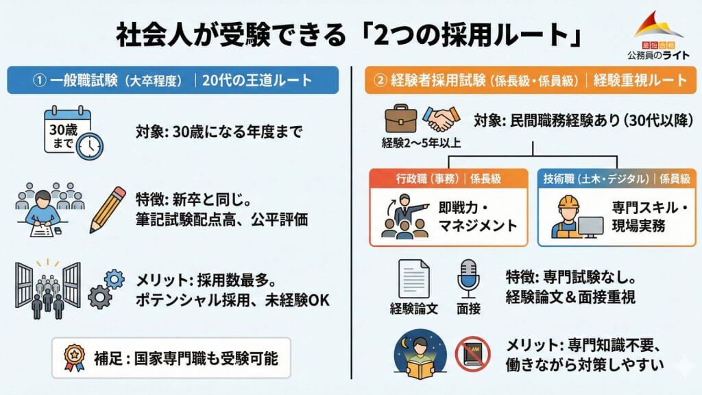 社会人が受験できる「2つの採用ルート」