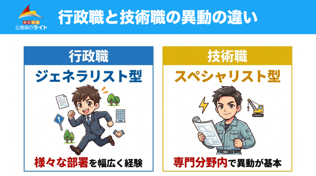 行政職と技術職の異動の違い