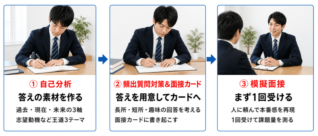 面接対策のスリーステップ